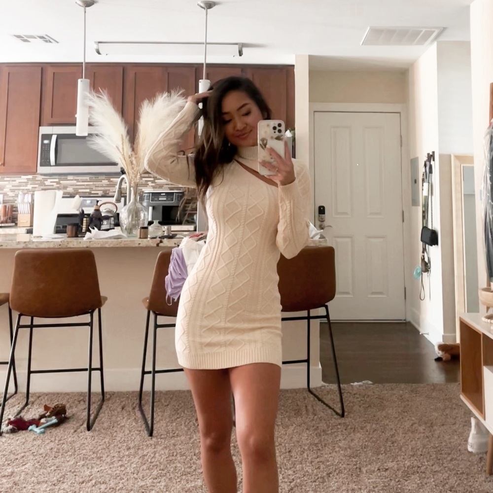 Beige Sweater Dress